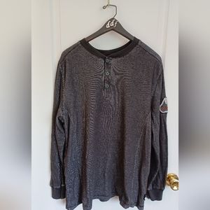 Harley-Davidson MotorClothes XL Charcoal Textured Woven 100% Cotton L/S Henley
